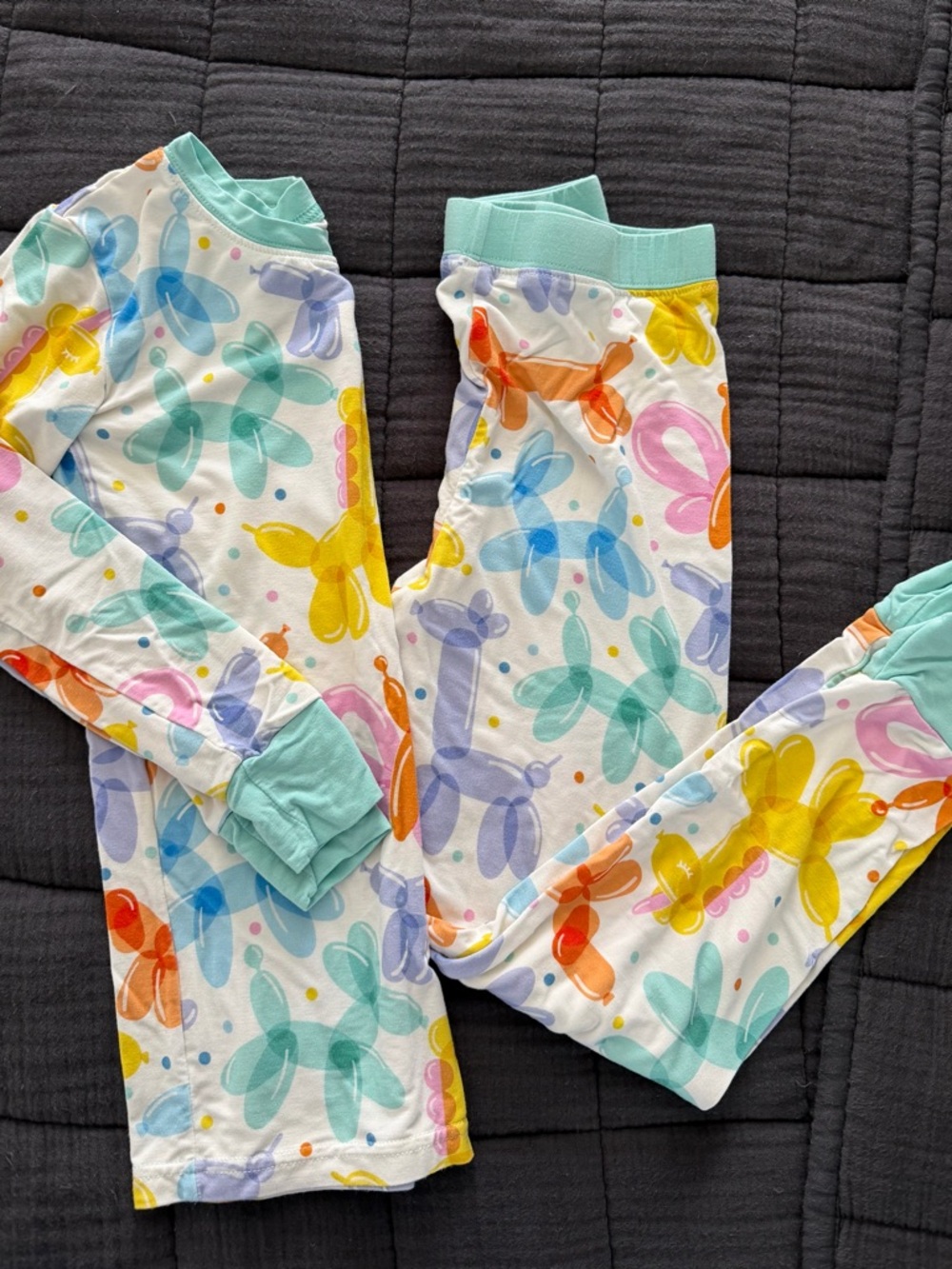 Kids' Balloon Animal Print Pajama Set - Mint Trim